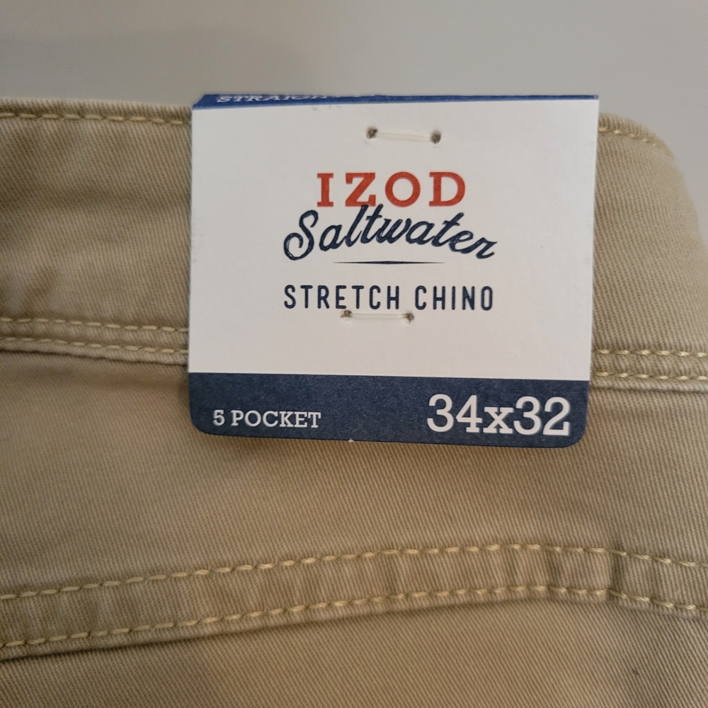 Izod Men's Saltwater Wash Straight Fit Stretch Chino - Picture 8 of 9
